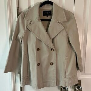 Lafayette 148 New York Beige Double-Breasted Trench Style Jacket